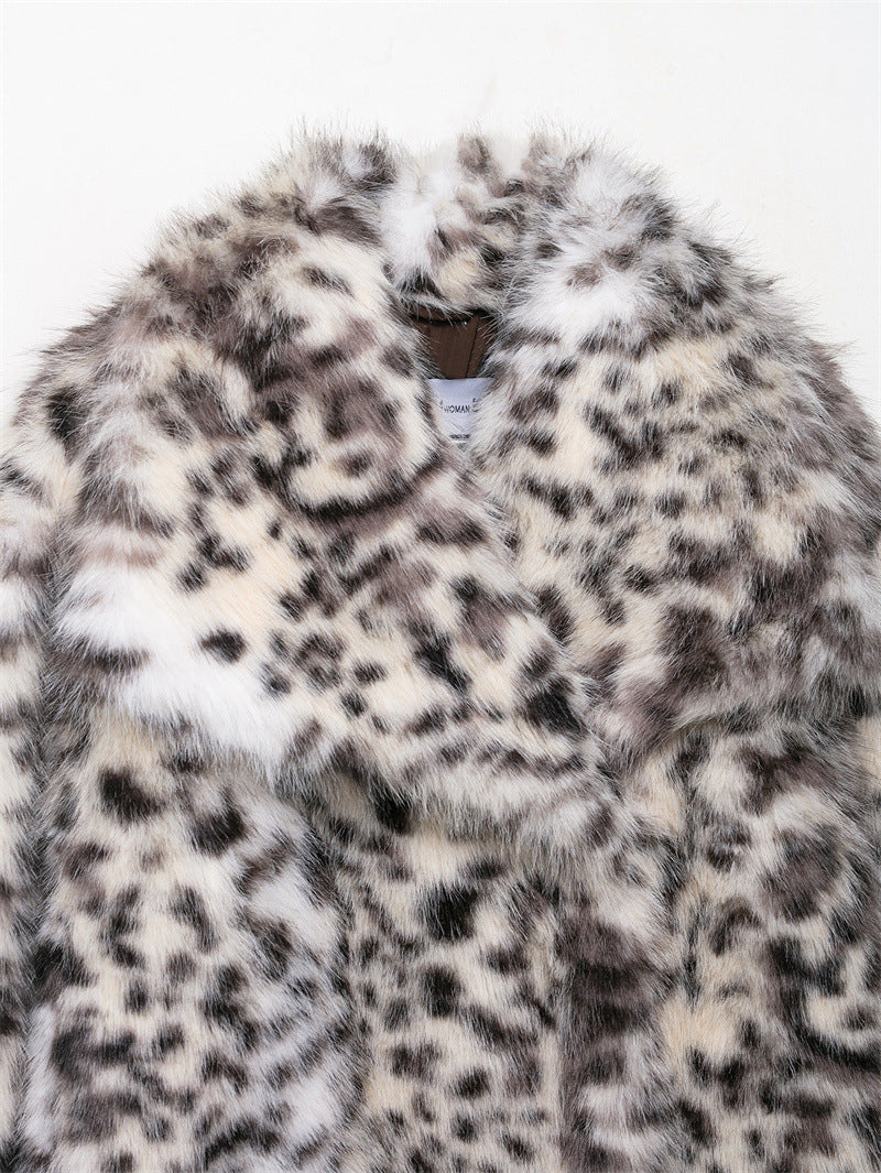 Manteau Court Imprimé en Fourrure Synthétique