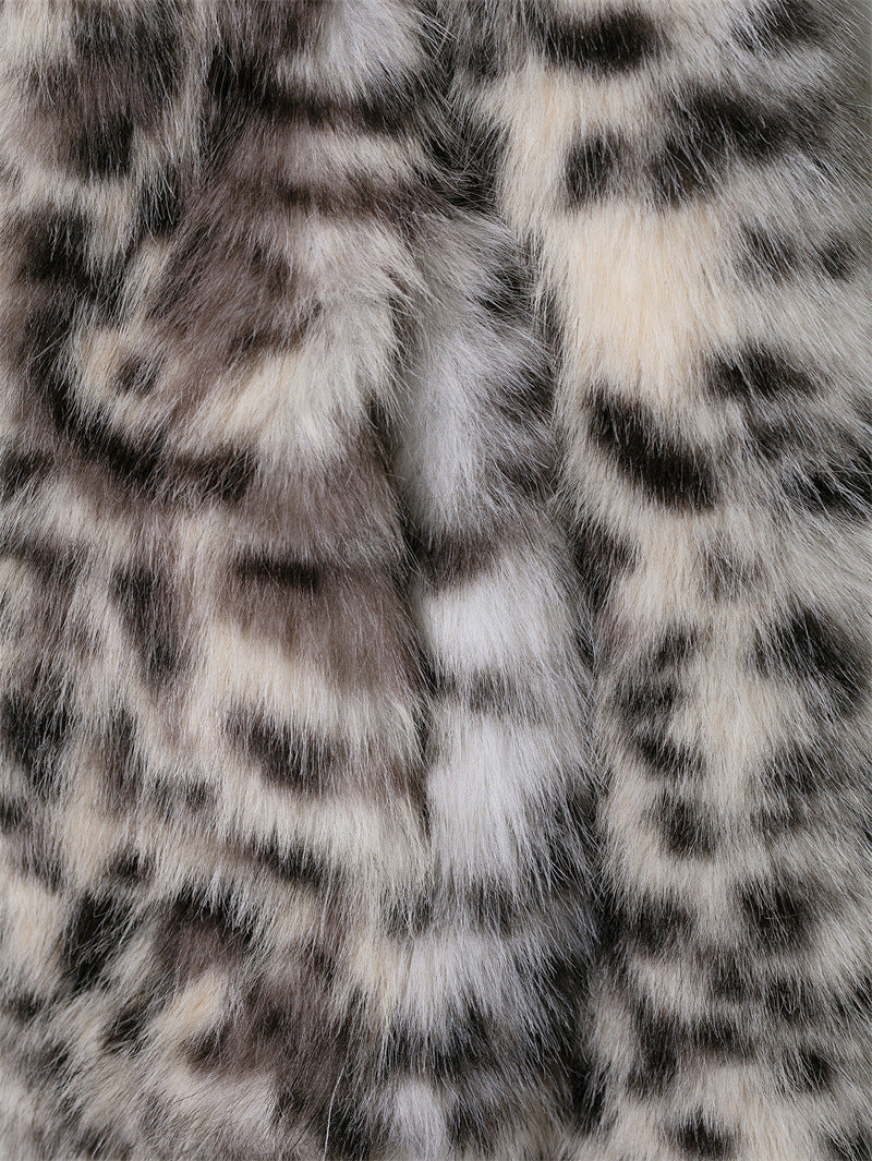 Manteau Court Imprimé en Fourrure Synthétique